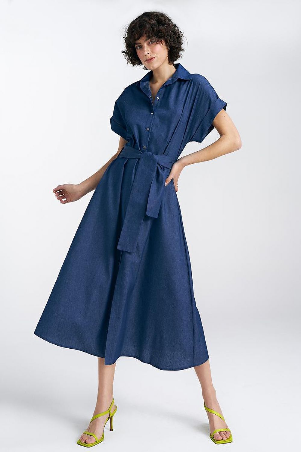  Sukienka jeansowa, luźna S242 Denim - Nife 