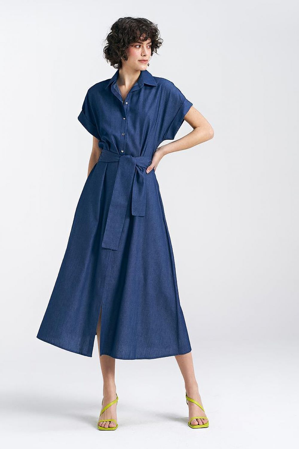  Sukienka jeansowa, luźna S242 Denim - Nife 