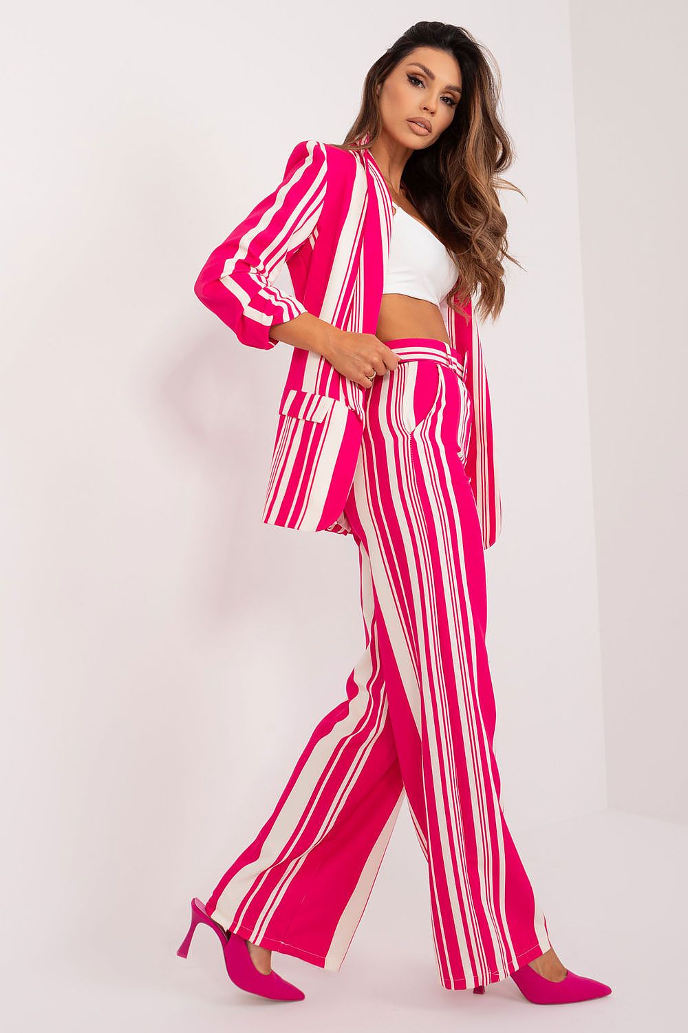  Spodnie Damskie Model DHJ-SP-5077.27 Fuksja - Italy Moda 