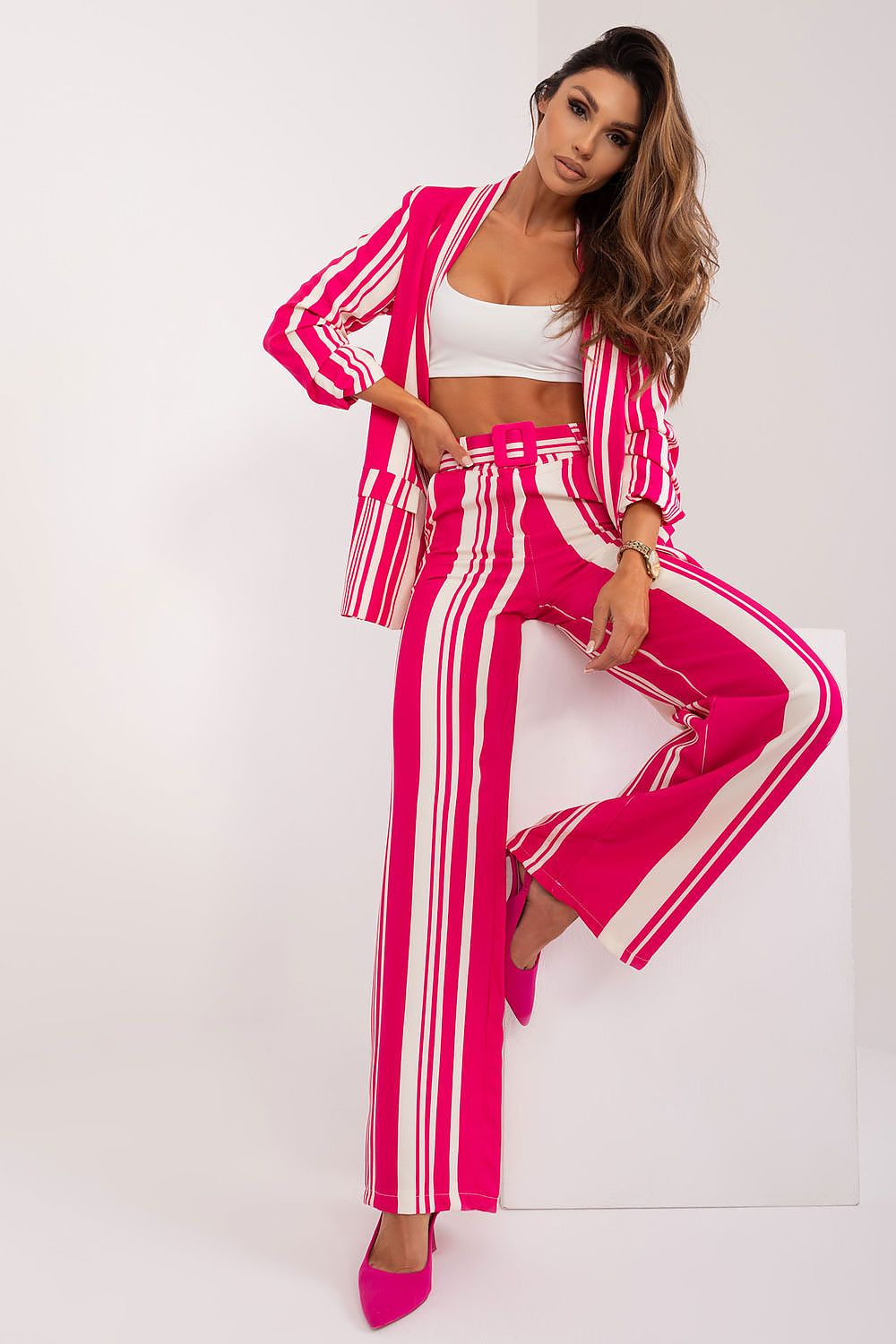  Spodnie Damskie Model DHJ-SP-5077.27 Fuksja - Italy Moda 