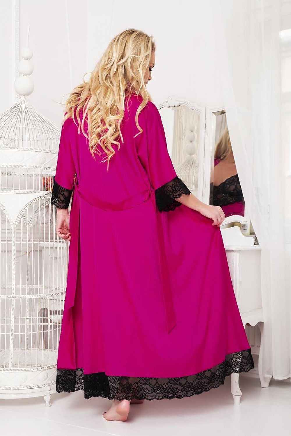  Szlafrok Podomka Model Sumatra satyna Fuksja - Kalimo 
