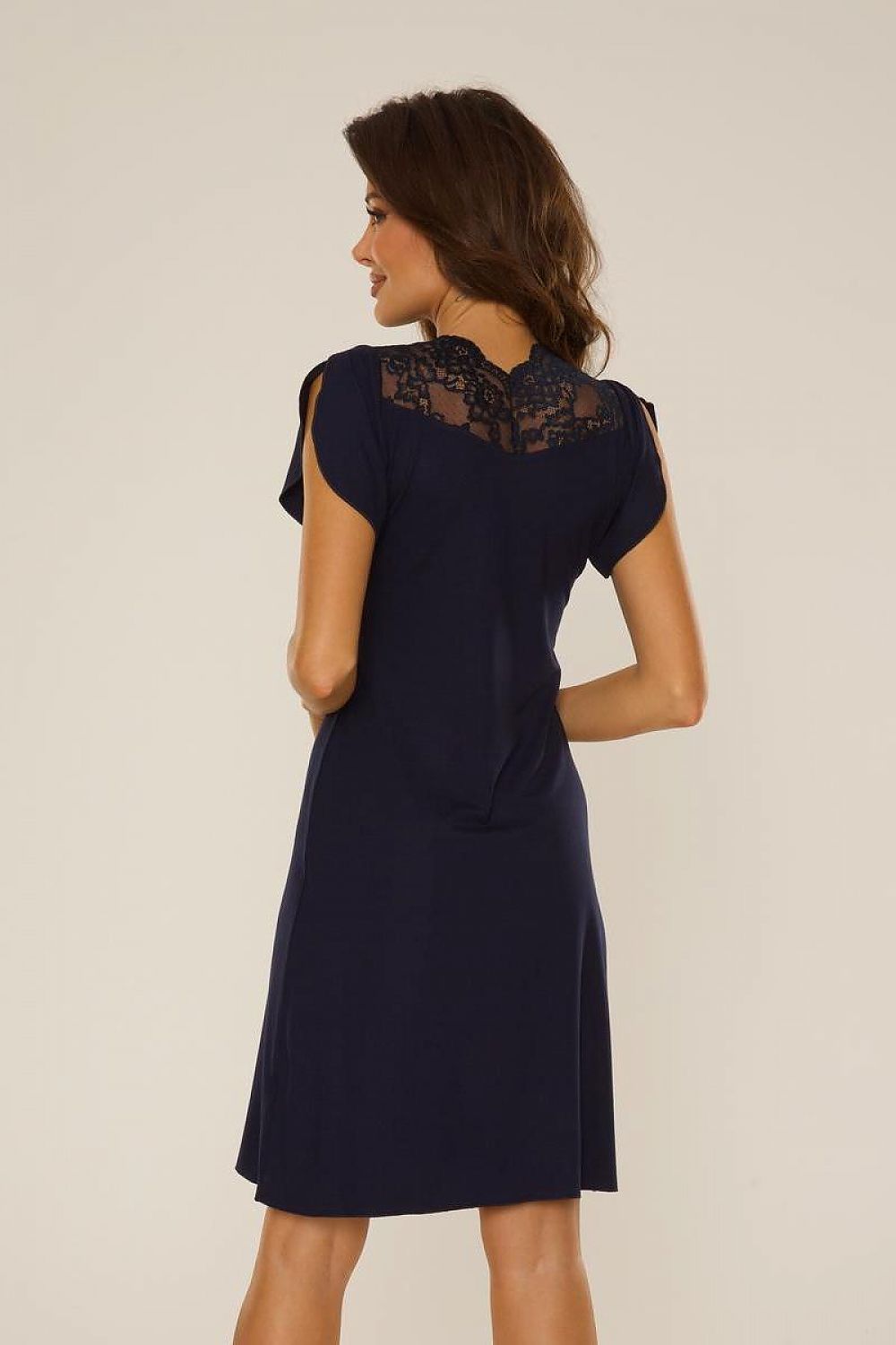 Koszulka nocna Koszula Nocna Model Lilian 754 Navy - De Lafense 