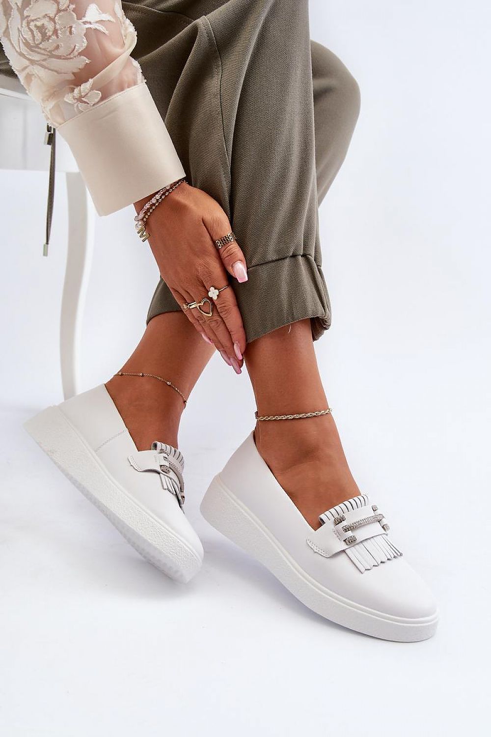   Mokasyny Model S.Barski LR590 White - Step in style 