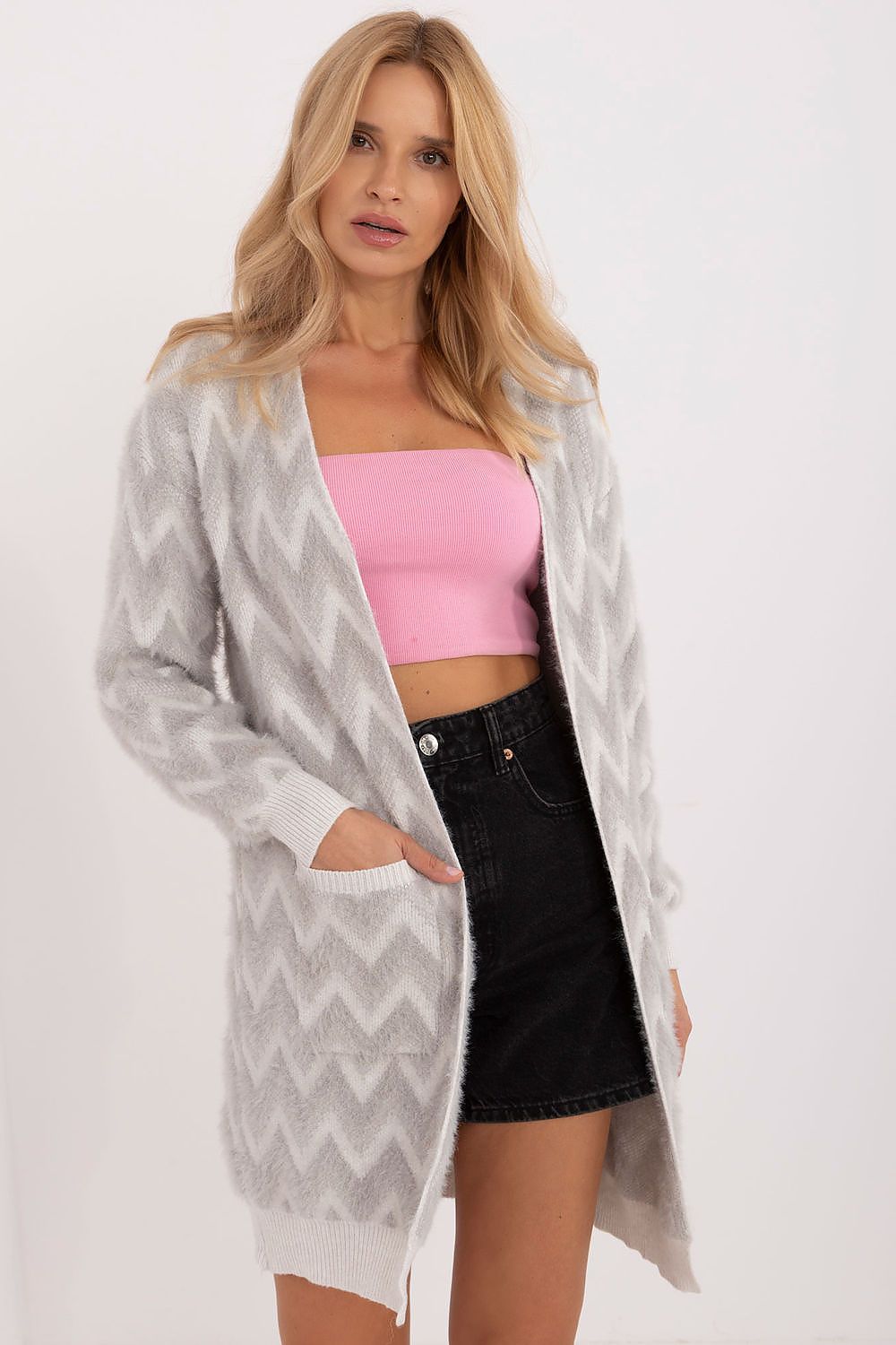  Sweter Kardigan Model AT-SW-2340-A.00 Grey - AT 