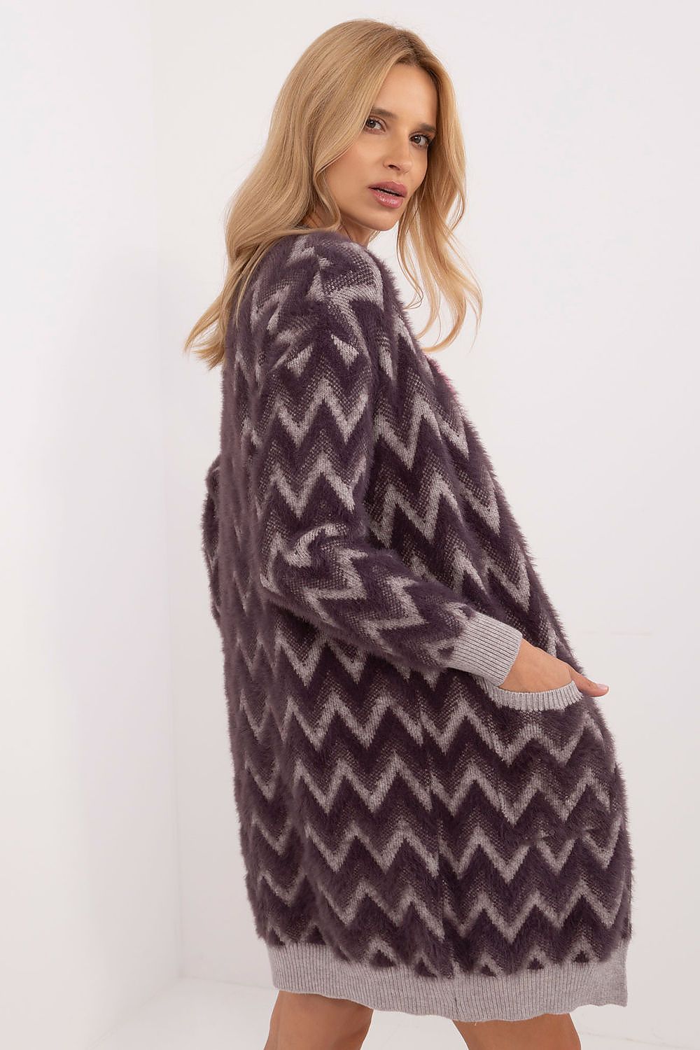  Sweter Kardigan Model AT-SW-2340-A.00 Dark Violet - AT 