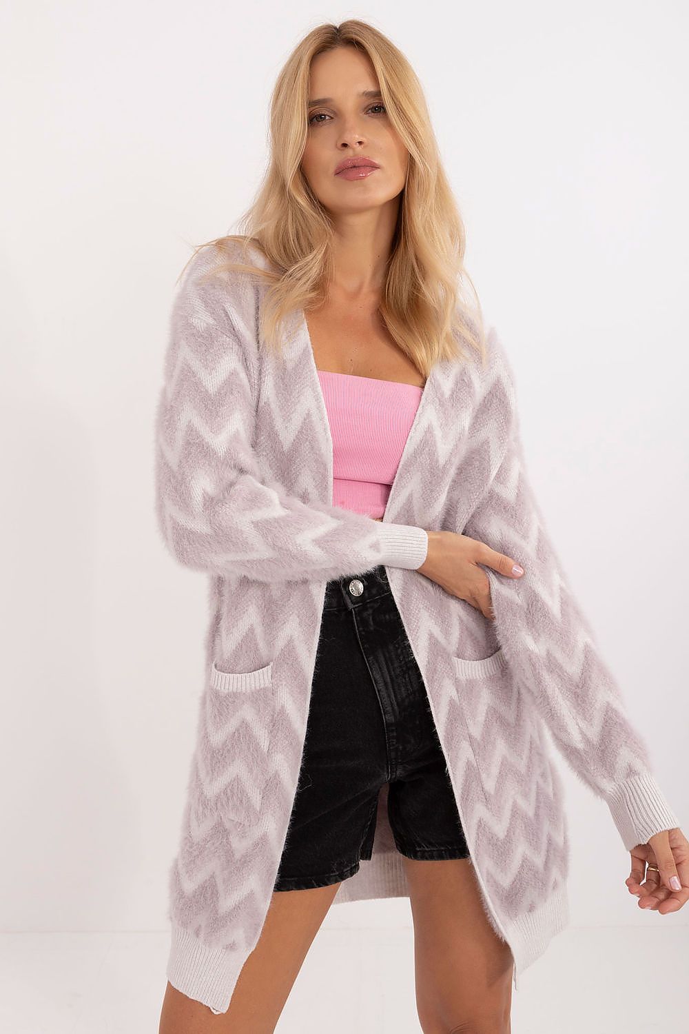  Sweter Kardigan Model AT-SW-2340-A.00 Light Violet - AT 