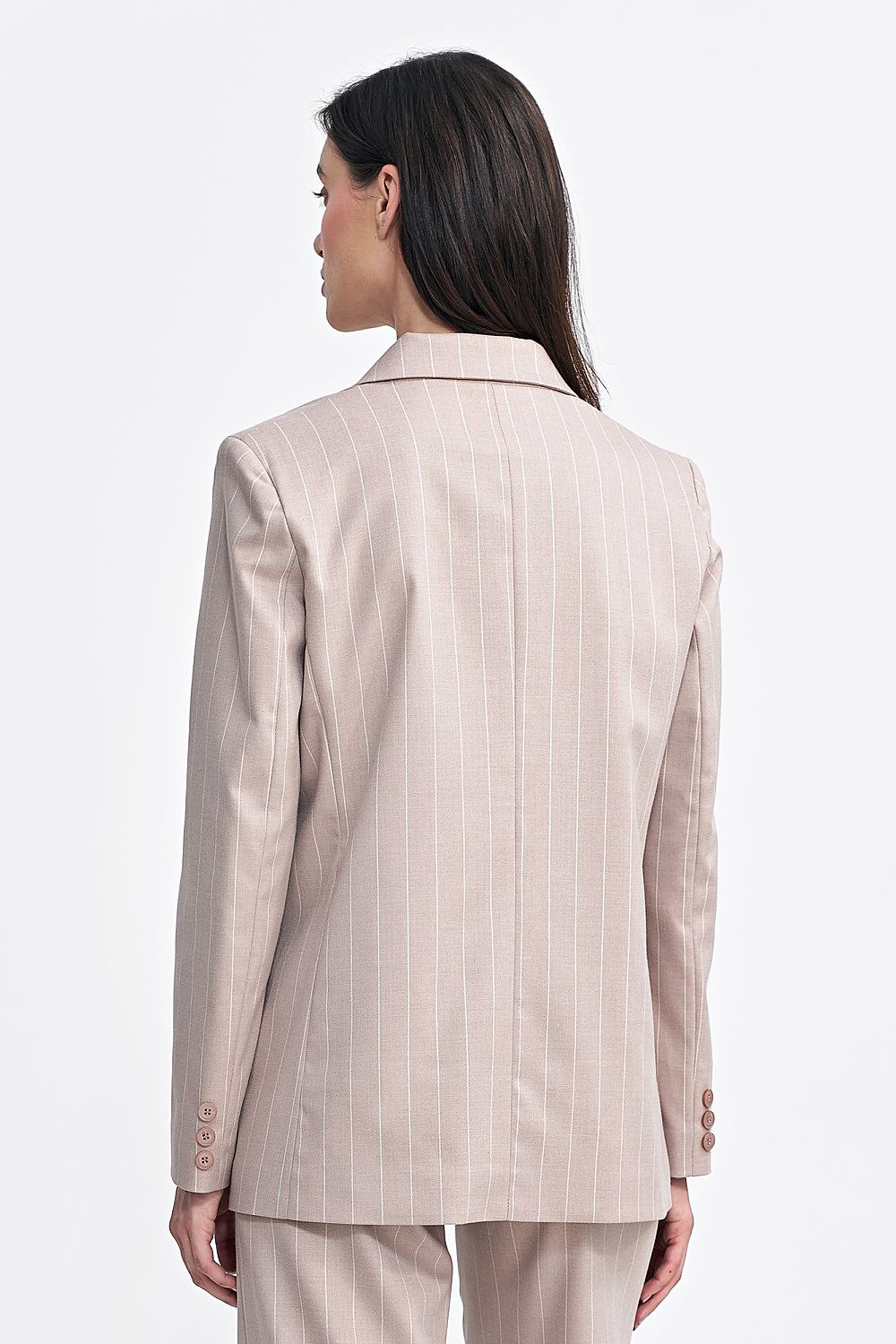   Marynarka oversize dwurzędowa prążek Z71 Beige - Nife 