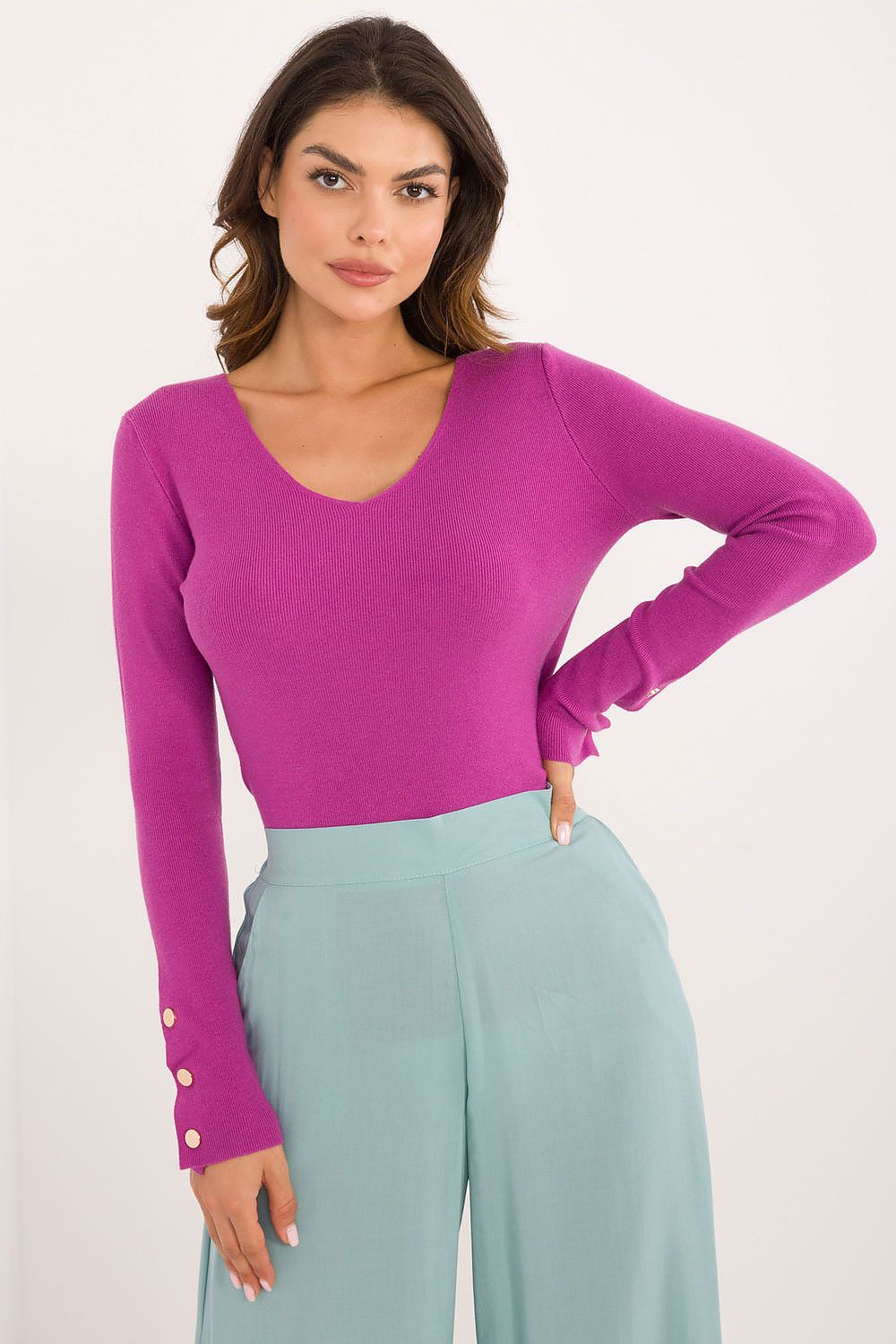   Sweter Damski Model AT-SW-2334.49 Dark Violet - AT 