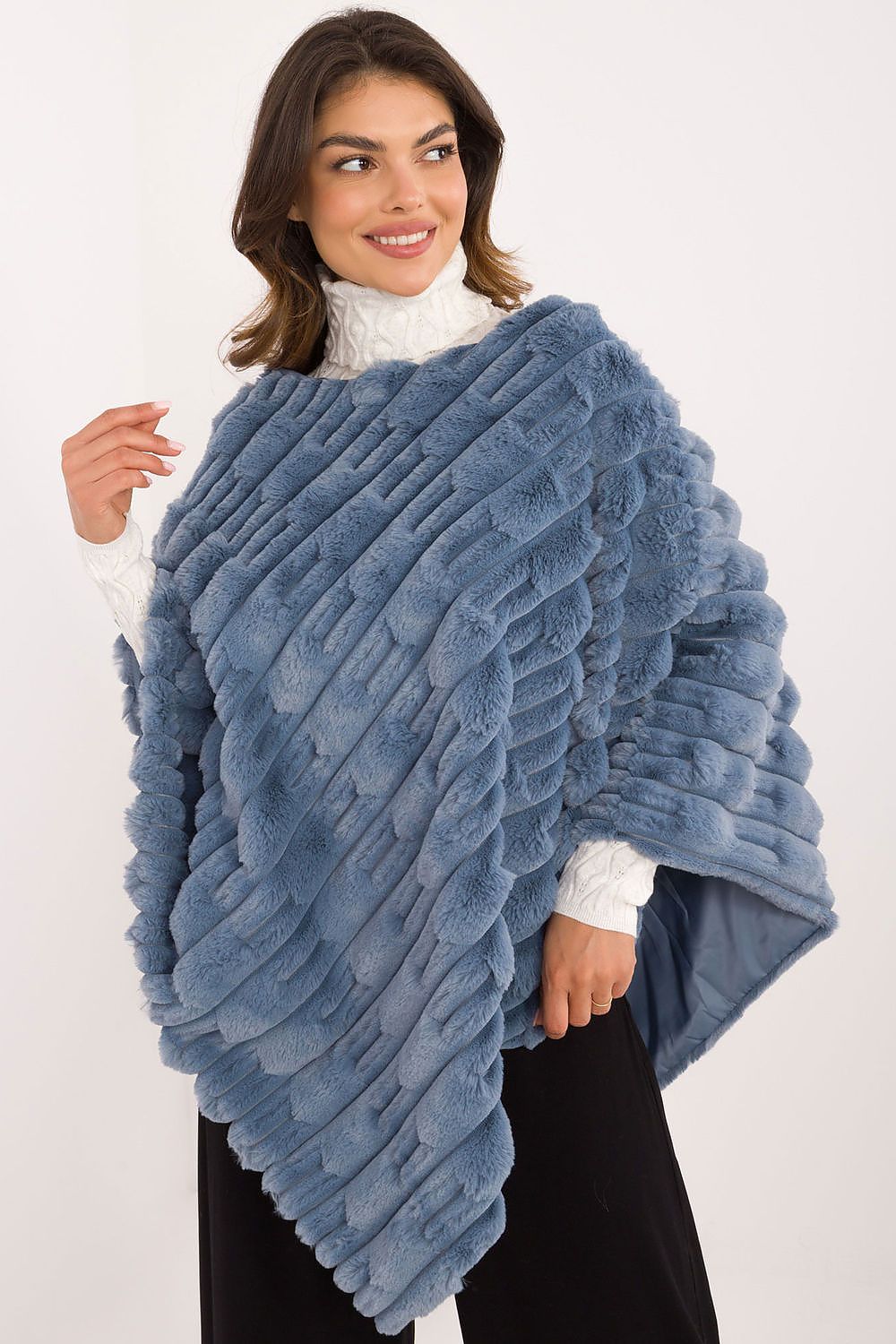  Sweter Ponczo Model AT-PN-2347.88 Blue - AT 