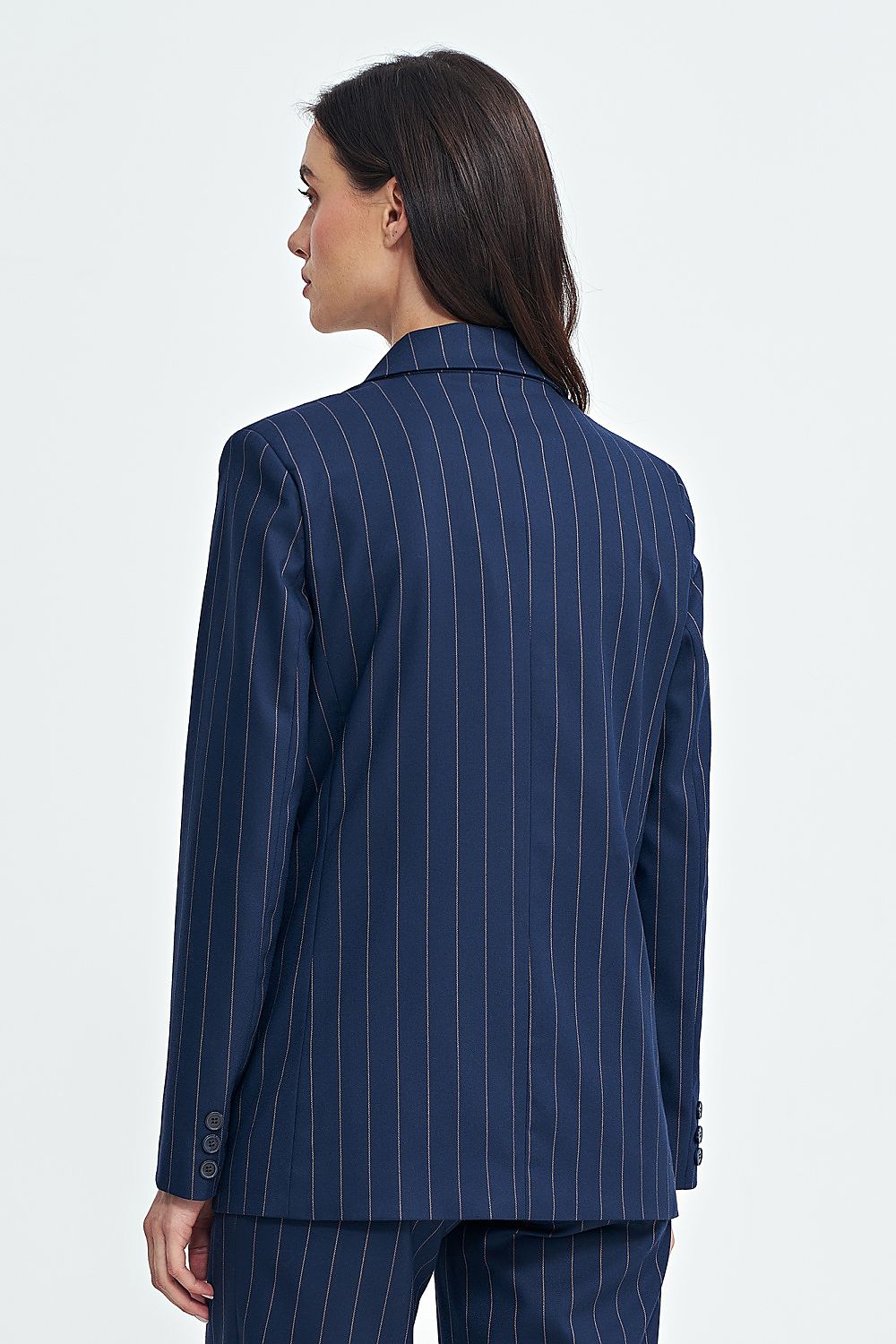   Marynarka oversize dwurzędowa prążek Z71 Navy - Nife 