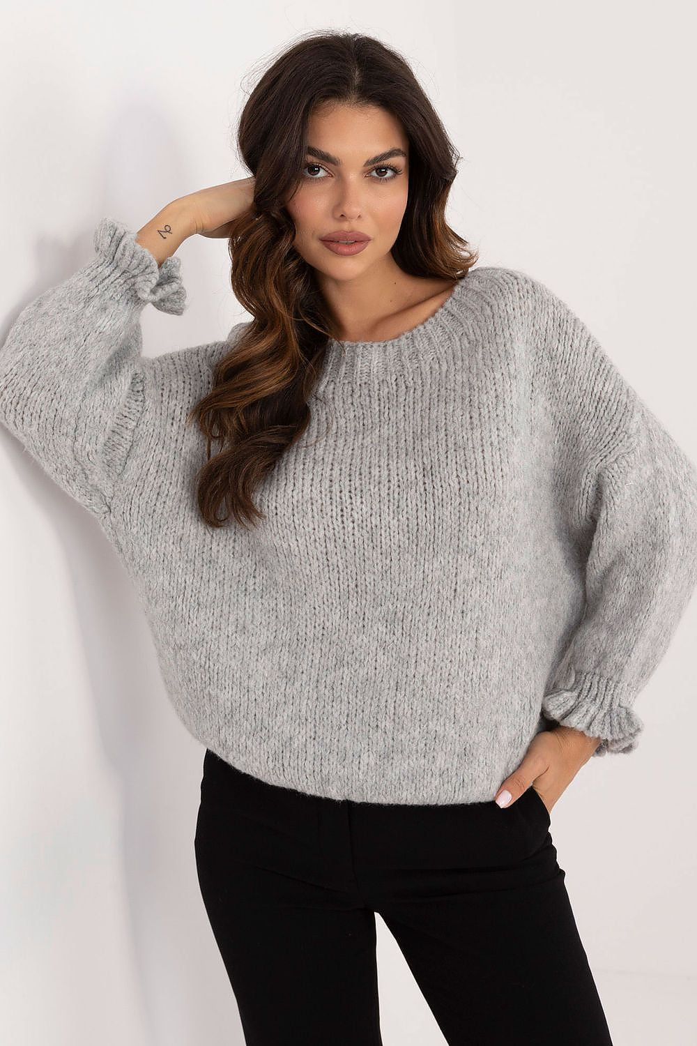   Sweter Damski Model MI-SW-2912.10X Grey - Italy Moda 