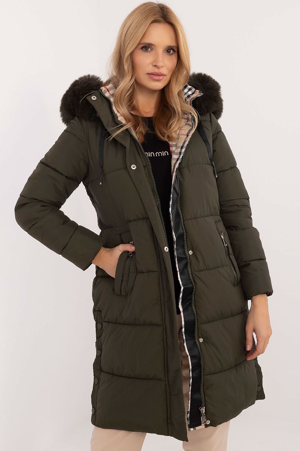   Kurtka Damska Model SK-KR-HH-2406.32P Khaki - Factory Price 