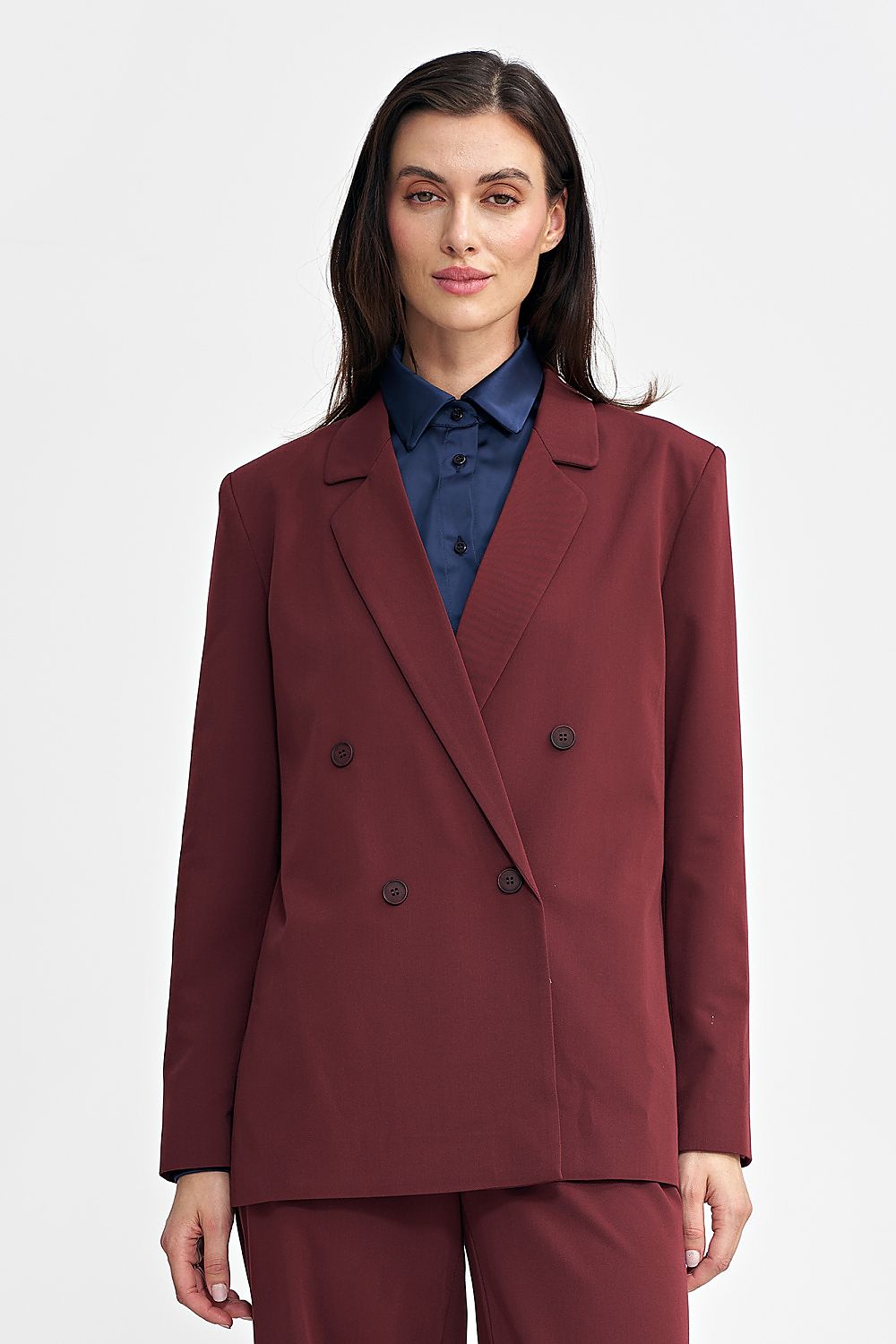   Marynarka oversize, dwurzędowa Z69 Bordo - Nife 