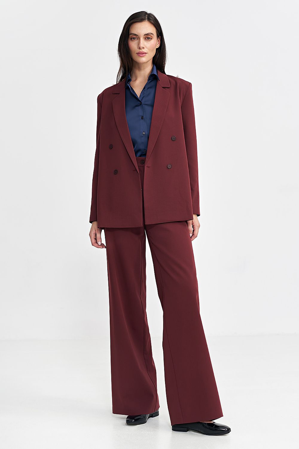   Marynarka oversize, dwurzędowa Z69 Bordo - Nife 