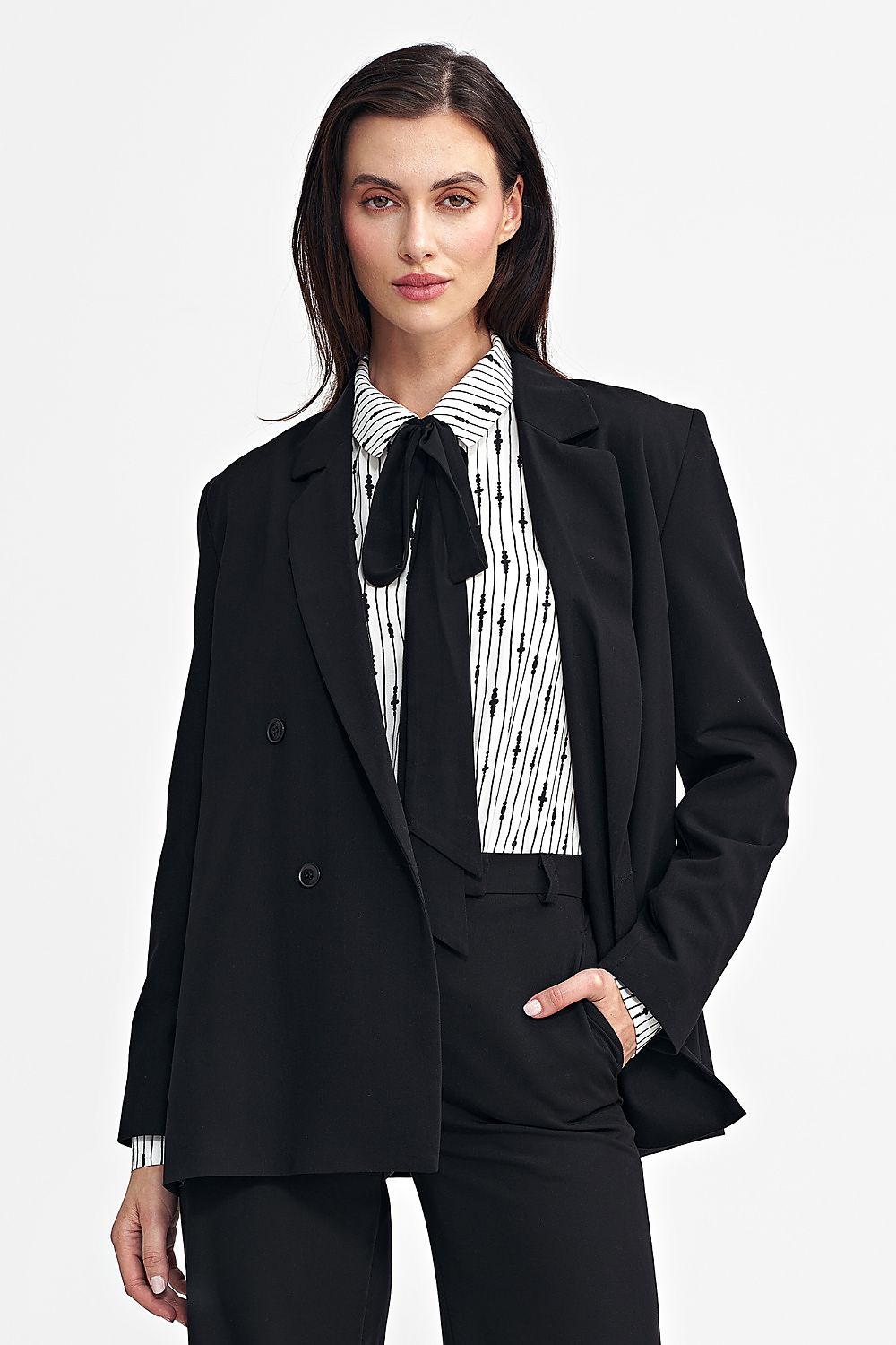   Marynarka oversize dwurzędowa Z69 Black - Nife 
