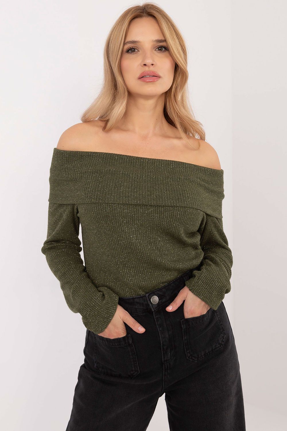   Sweter Damski Model DHJ-SW-A2449.33 Khaki - Italy Moda 