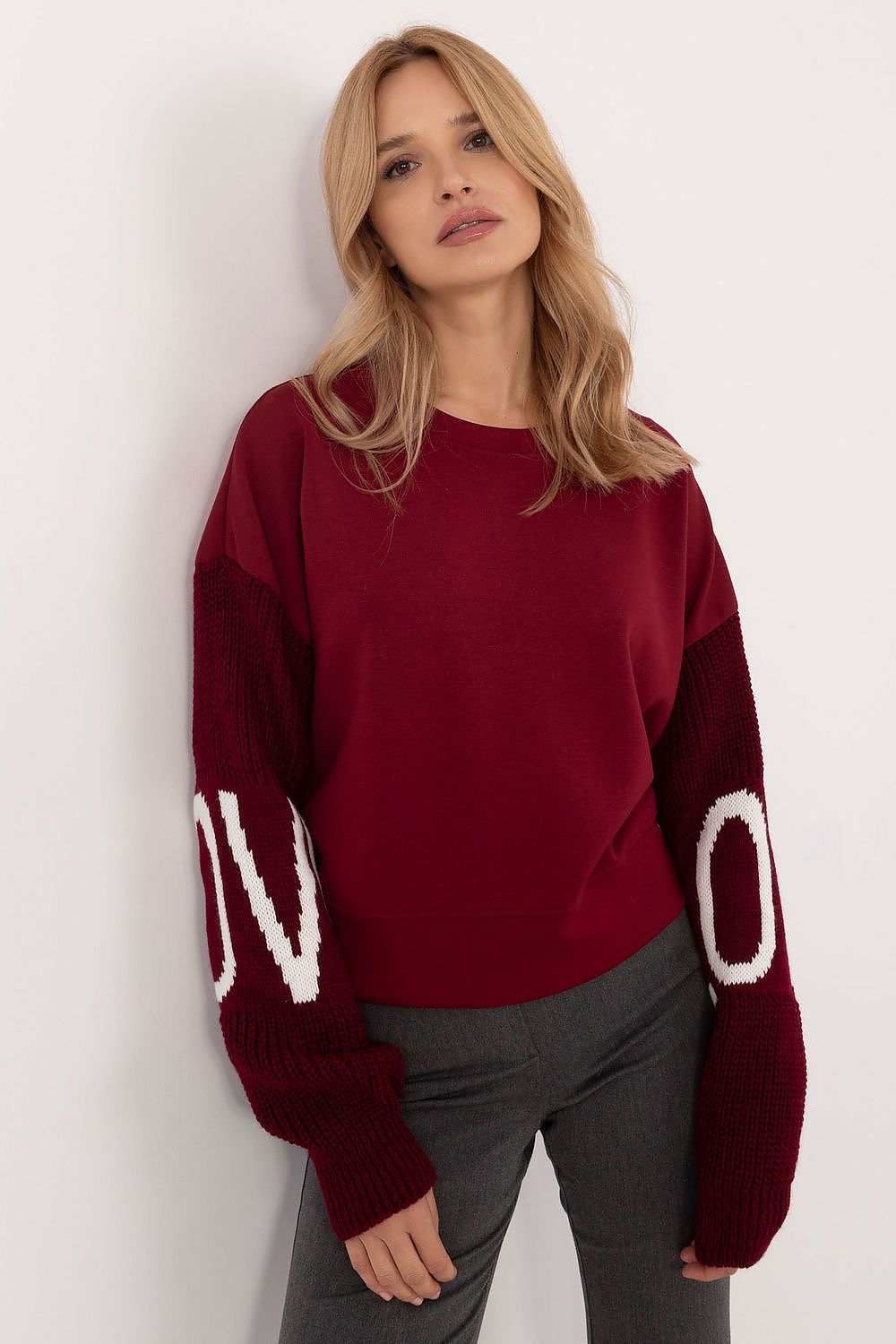   Bluza Damska Model MI-BL-M5975.26P Bordo - Italy Moda 