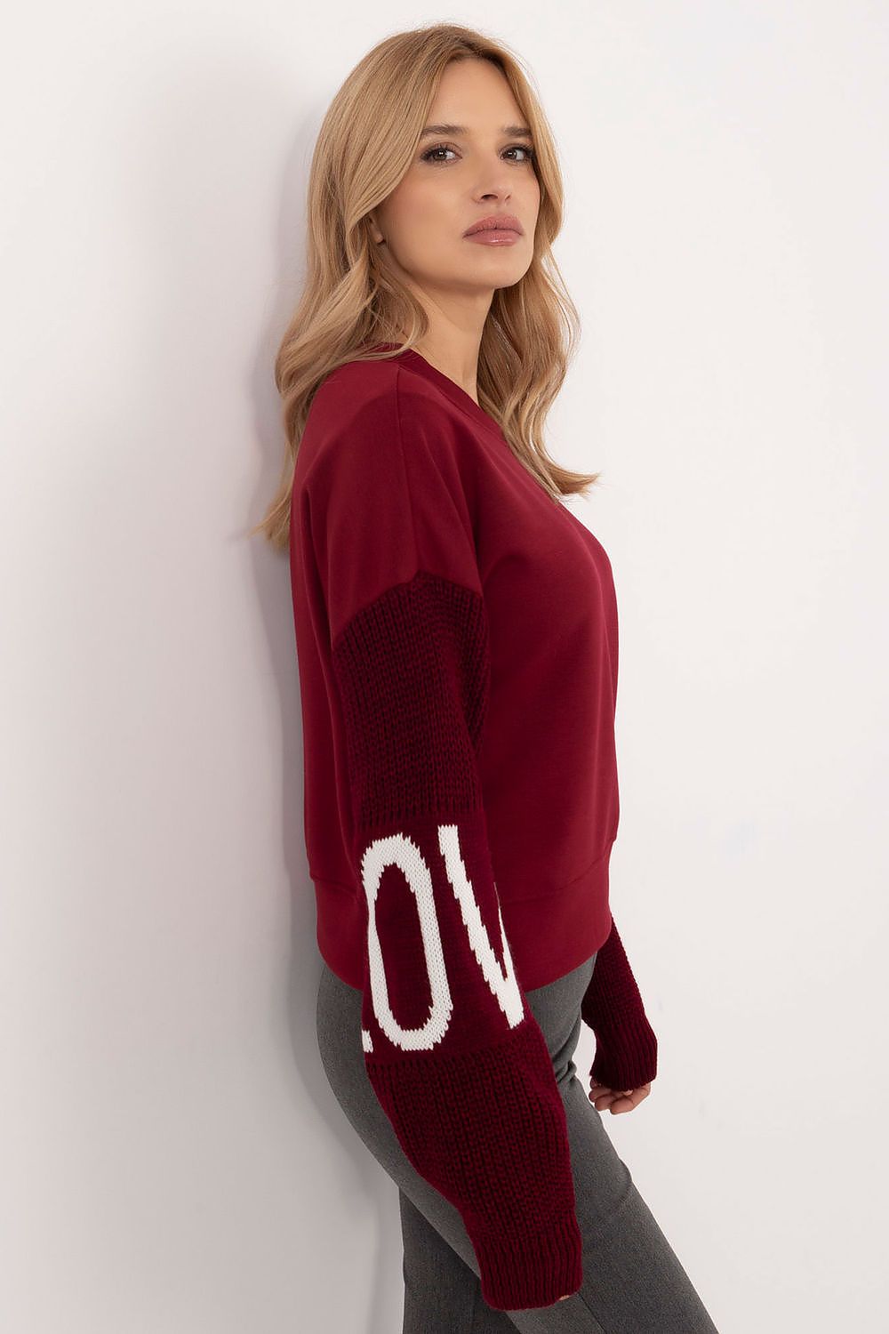   Bluza Damska Model MI-BL-M5975.26P Bordo - Italy Moda 