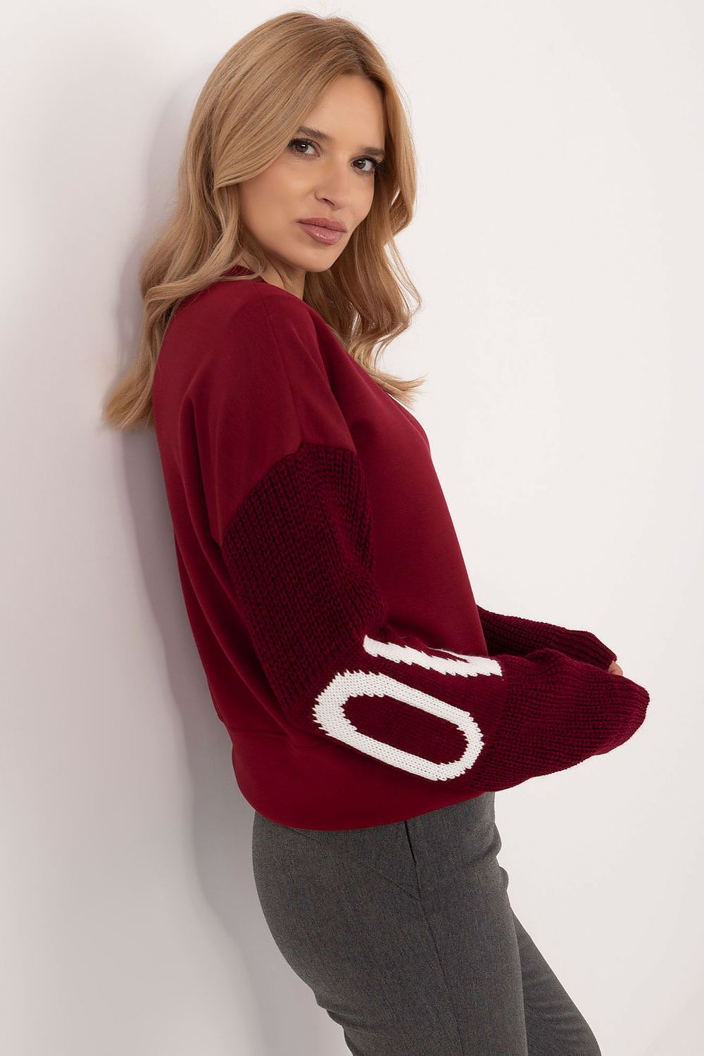   Bluza Damska Model MI-BL-M5975.26P Bordo - Italy Moda 