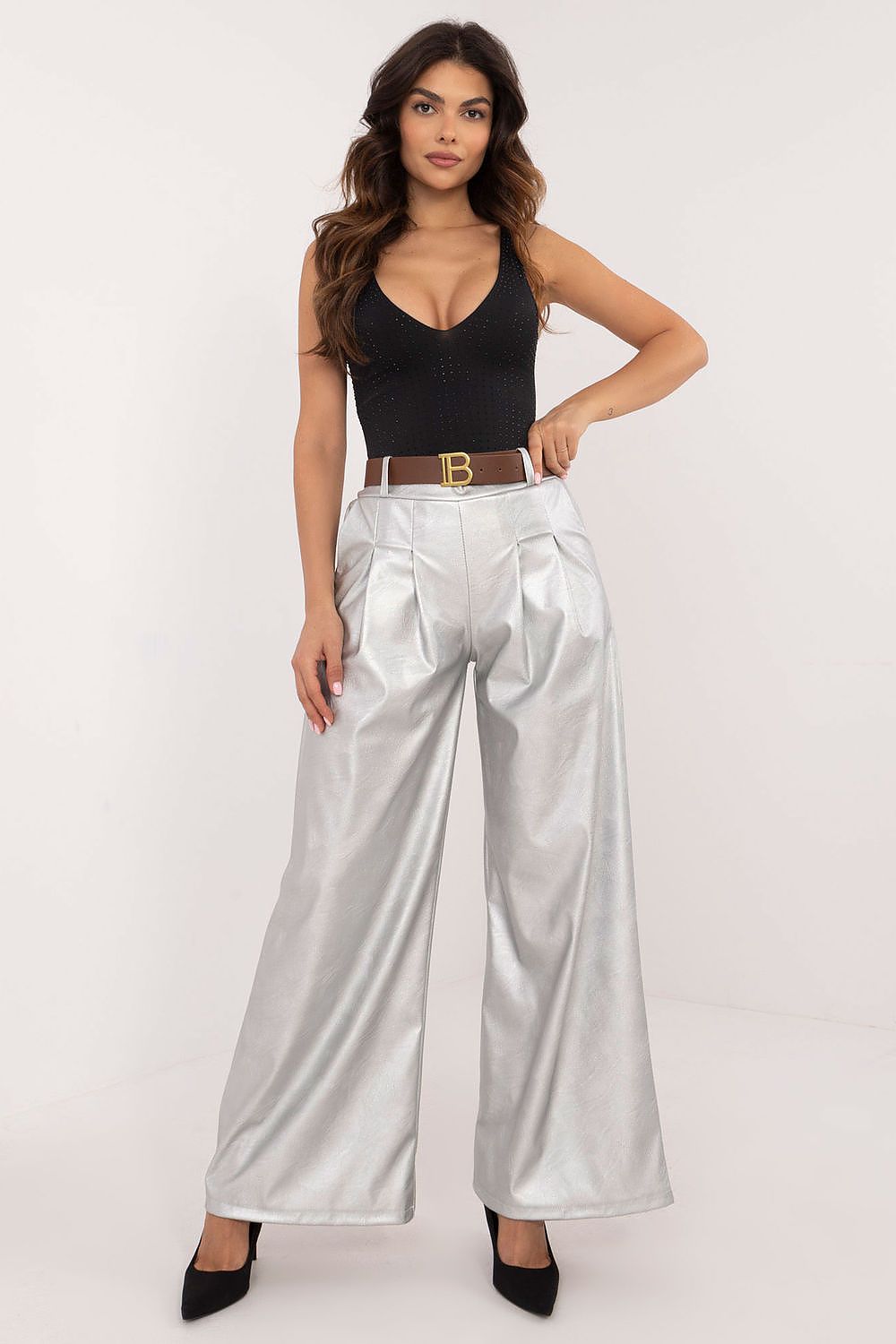 Spodnie Damskie Model DHJ-SP-19899.22X Silver - Italy Moda 