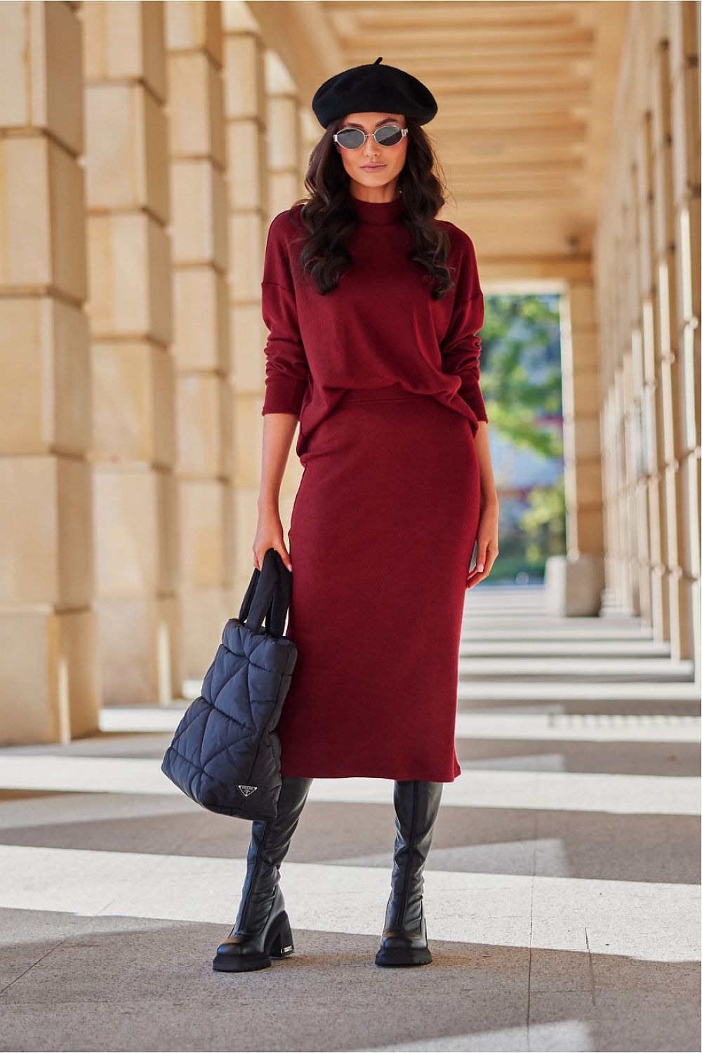  Spódnica Model Carmen BOR SPO0043 Bordo - Roco Fashion 