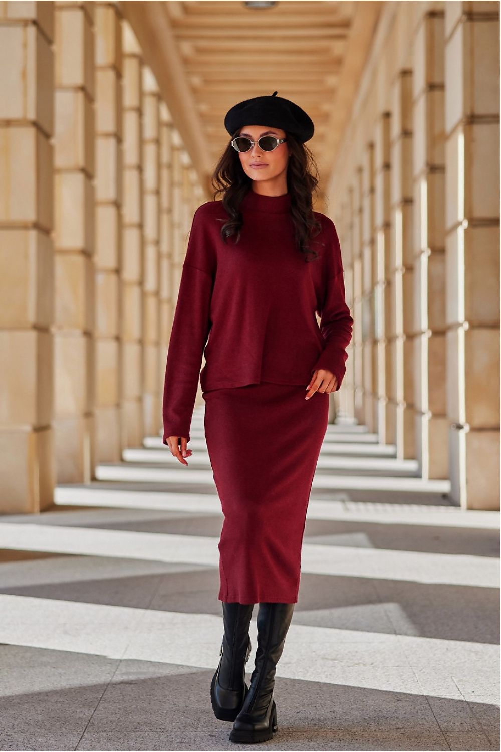  Spódnica Model Carmen BOR SPO0043 Bordo - Roco Fashion 