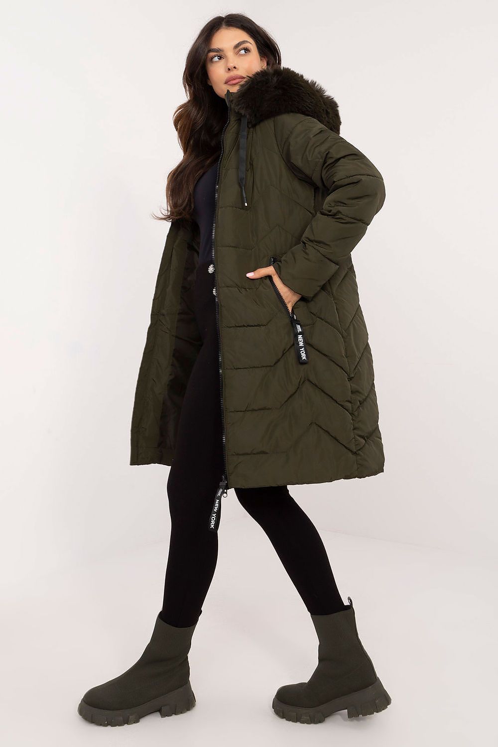   Kurtka Damska Model SK-KR-HH-2408.55P khaki - Factory Price 