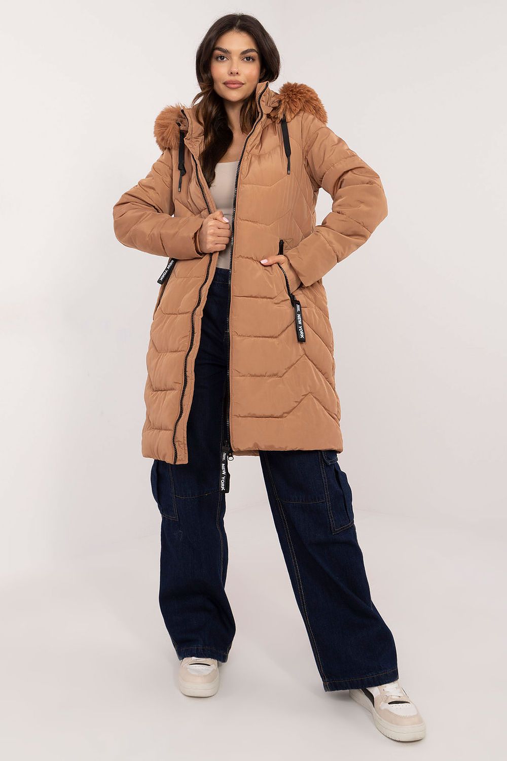   Kurtka Damska Model SK-KR-HH-2408.45P Camel - Factory Price 