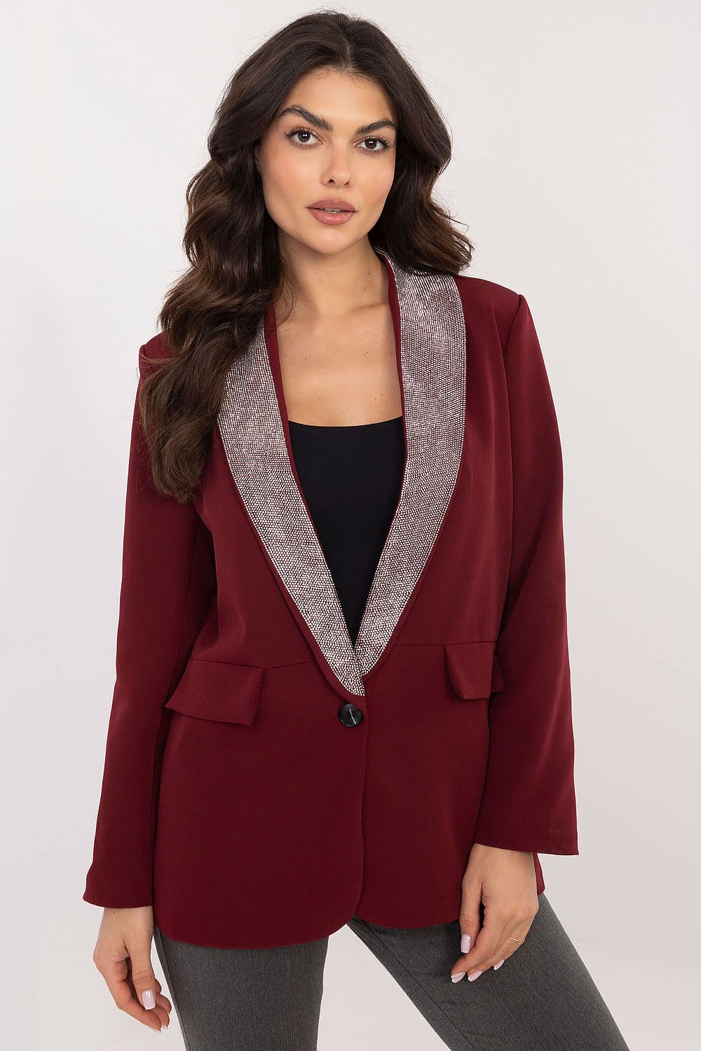   Marynarka Model DHJ-MA-19926.85P Bordo - Italy Moda 