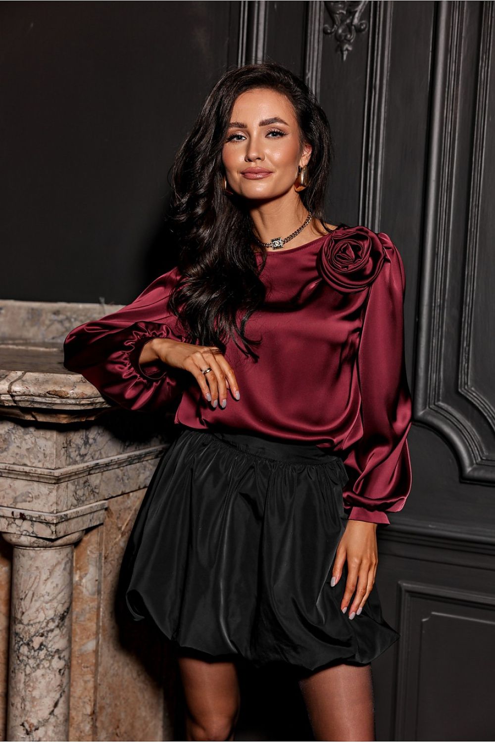   Bluzka Model Evelyn BOR BLU0194 Bordo - Roco Fashion 