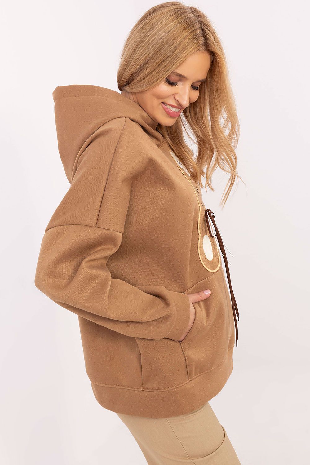  Bluza Damska Model DHJ-BL-A8695.65P Camel - Italy Moda 