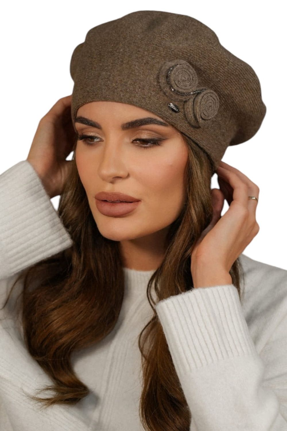   Beret Damski  Kolor  Jasny Brązowy Zimowy Wełniany  Kamea-Bara - Kamea 