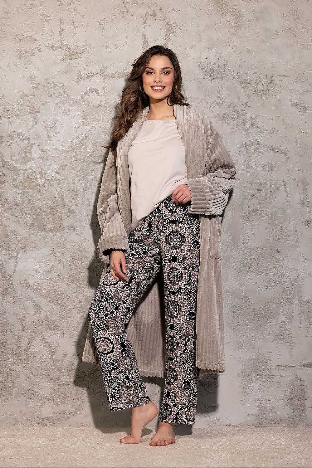  Piżama Damska Model La Boheme Beige - Momenti Per Me 