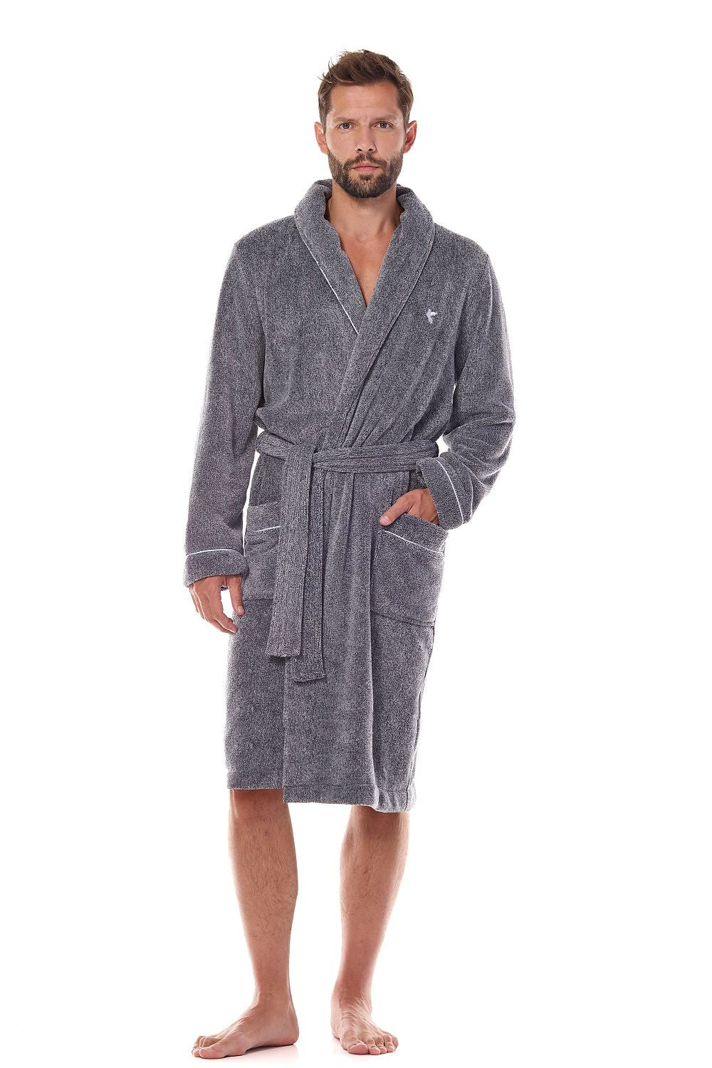   Szlafrok Męski Model Pegasus Long 2451 Grafit - L&L collection 