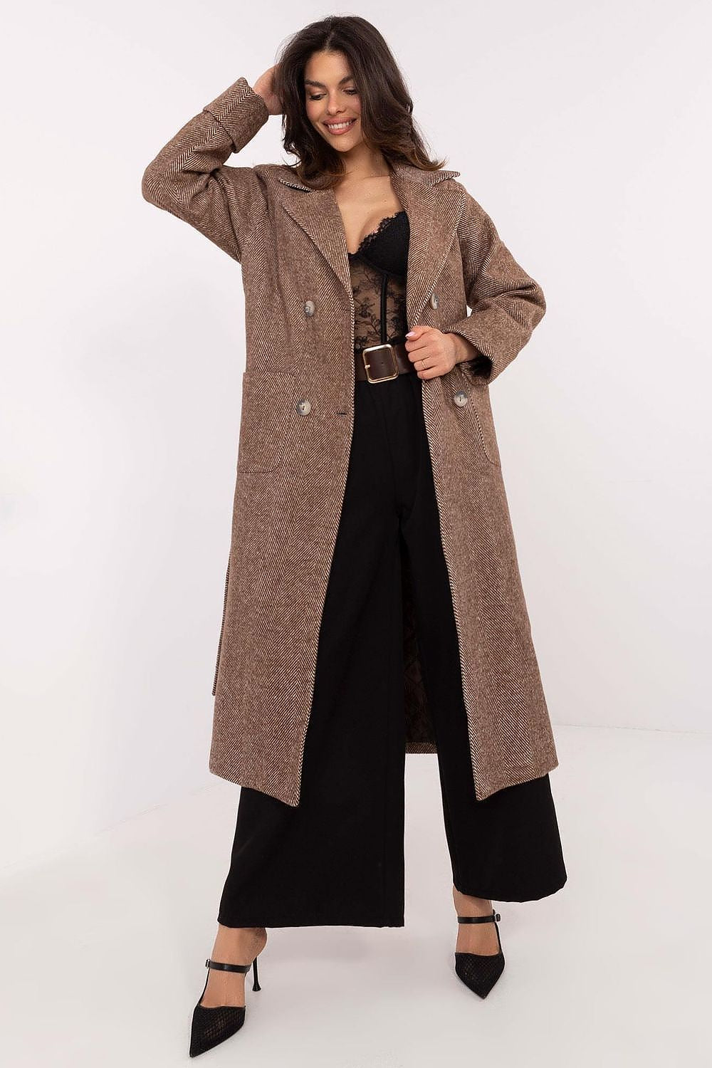   Płaszcz Damski Model LK-PL-509835.18P Brown - Lakerta 