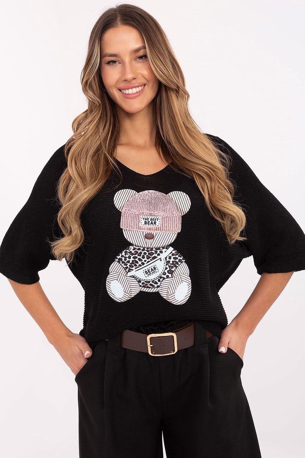   Sweter Damski Model MI-SW-2102.14 Black - Italy Moda 