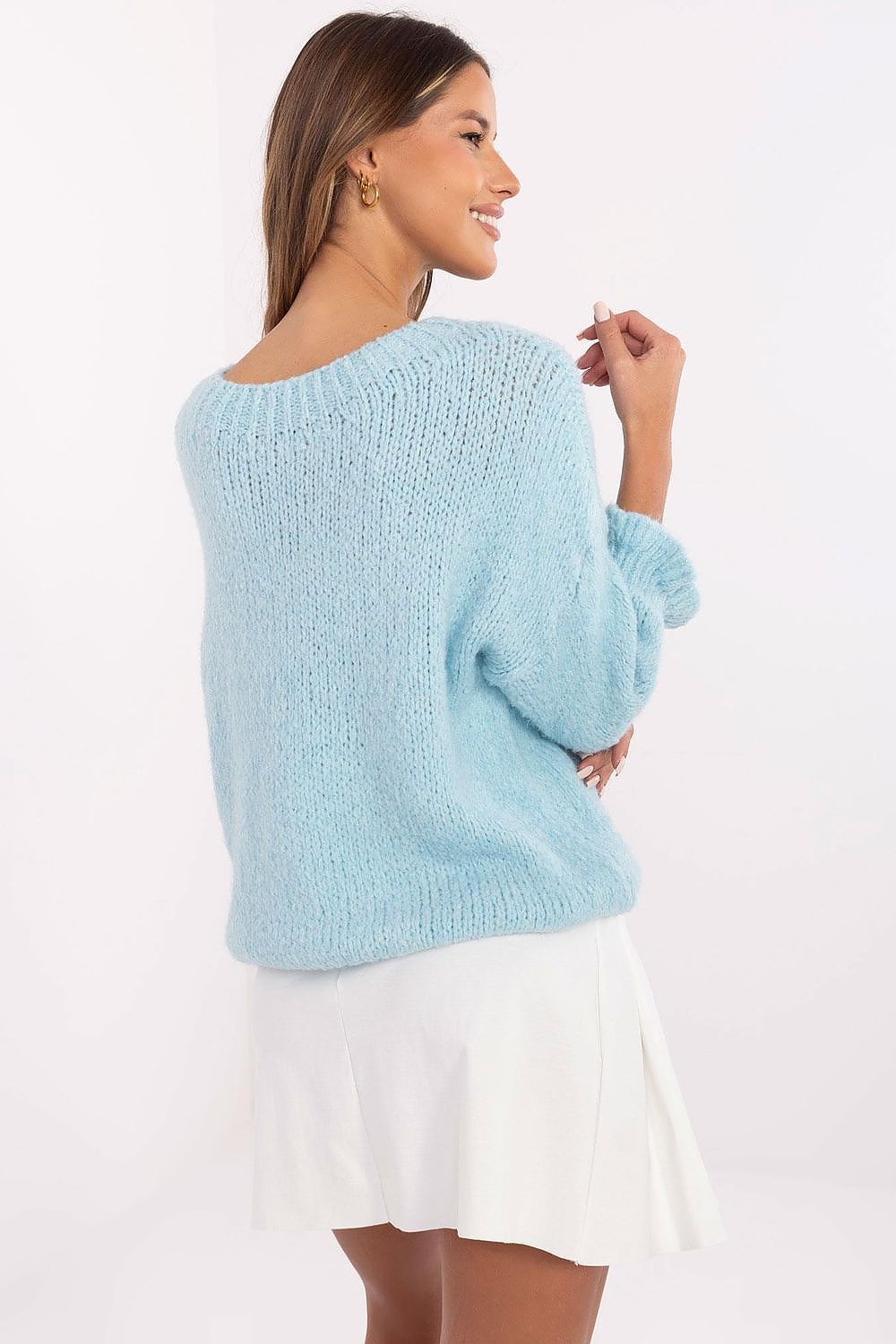   Sweter Damski Model MI-SW-2912.10X Light Blue - Italy Moda 