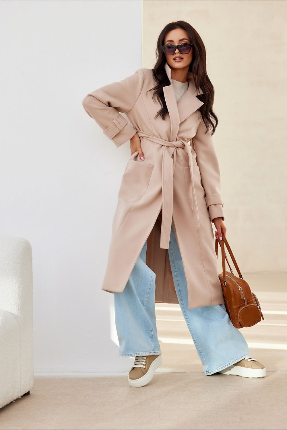   Płaszcz Damski Model Katsy BEZ PLA0041 Beige - Roco Fashion 