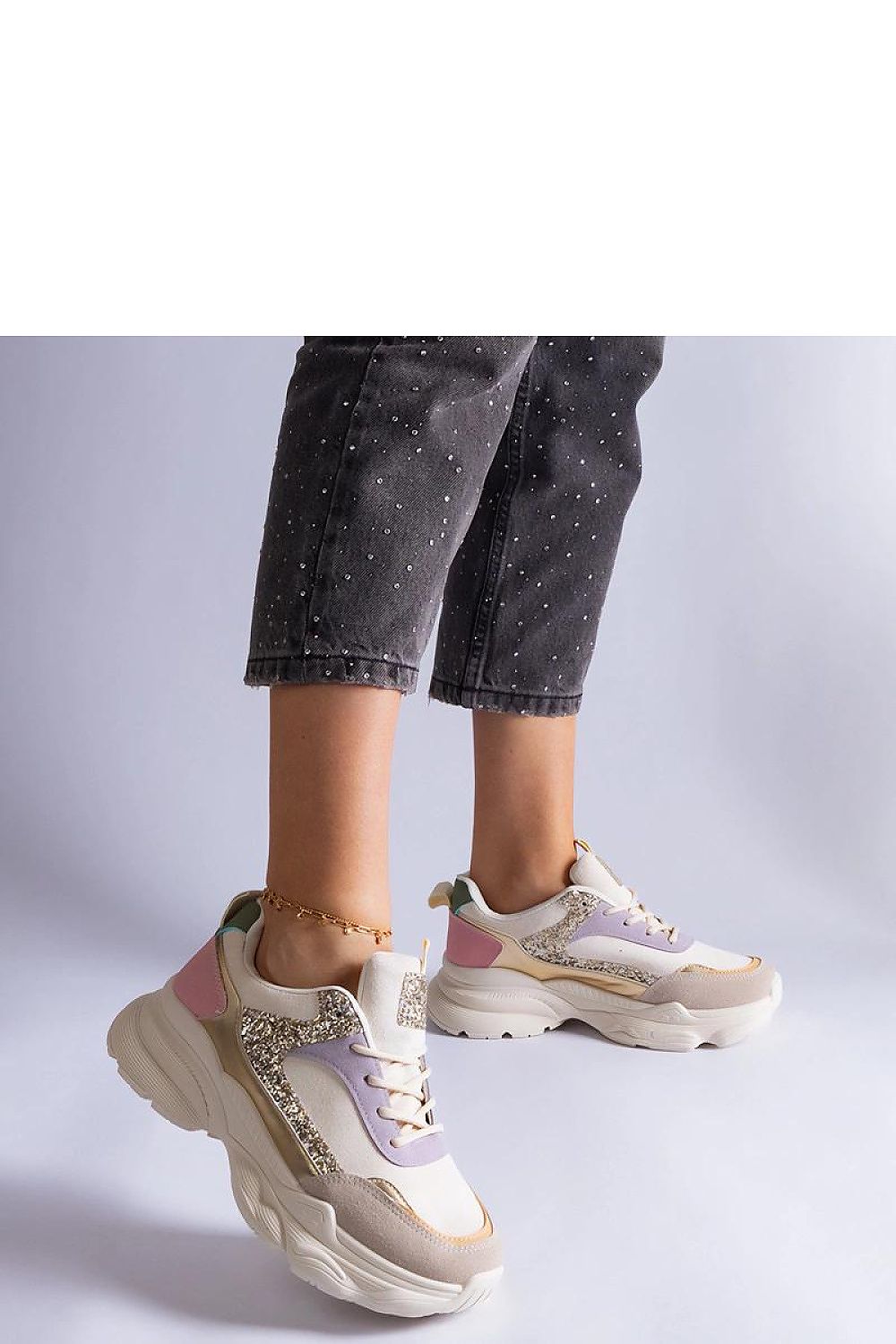   Wielokolorowe sneakersy z brokatowymi wstawkami Clorinda - Solea 