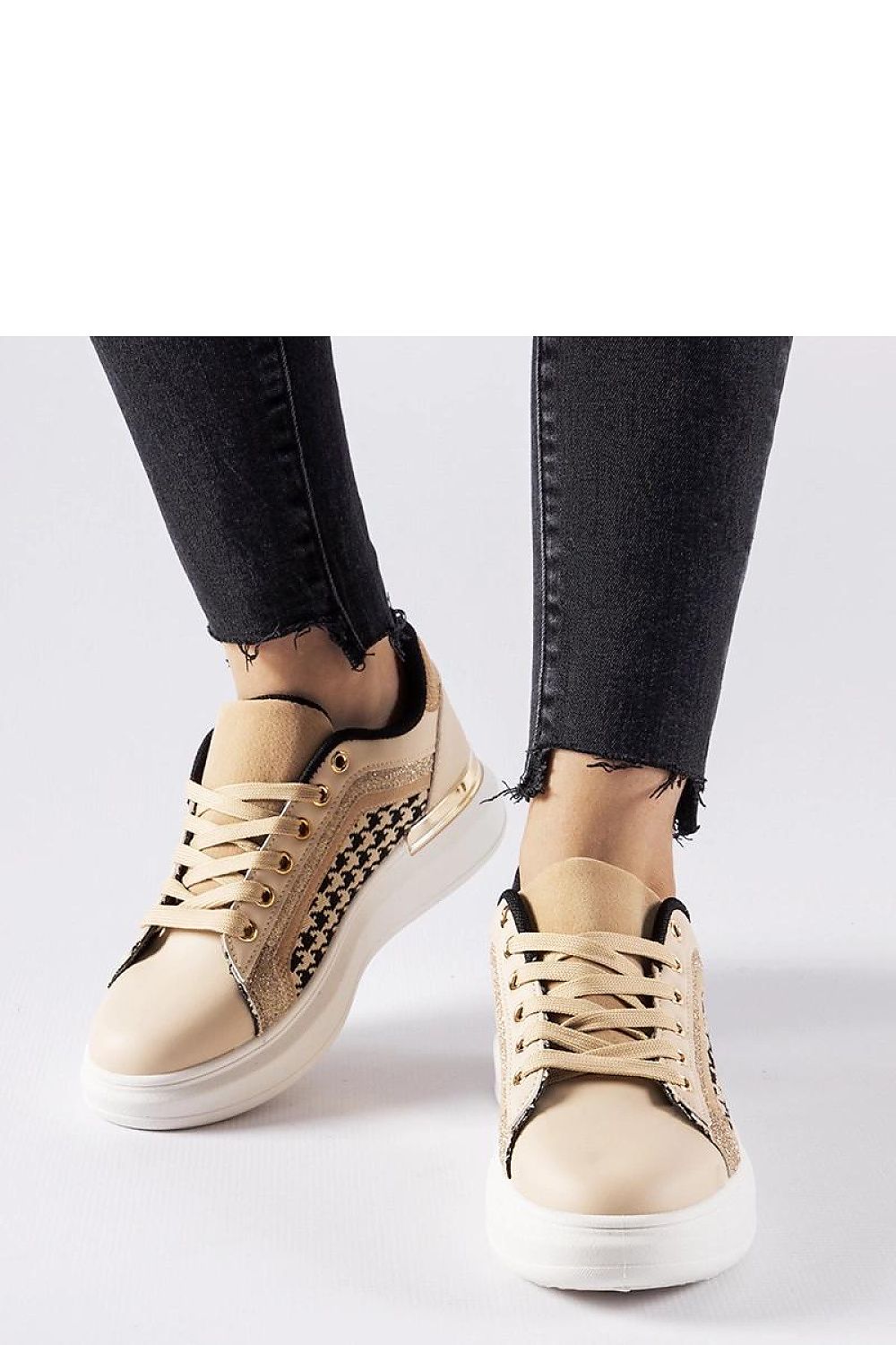   Beżowe sneakersy z brokatem Briercliff - Solea 