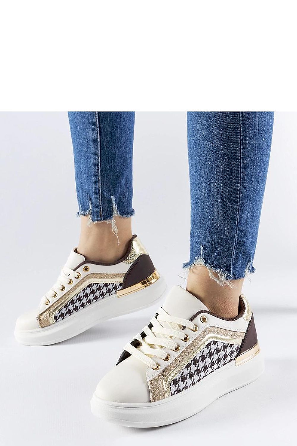   Brązowo-beżowe sneakersy z brokatem Briercliff - Solea 