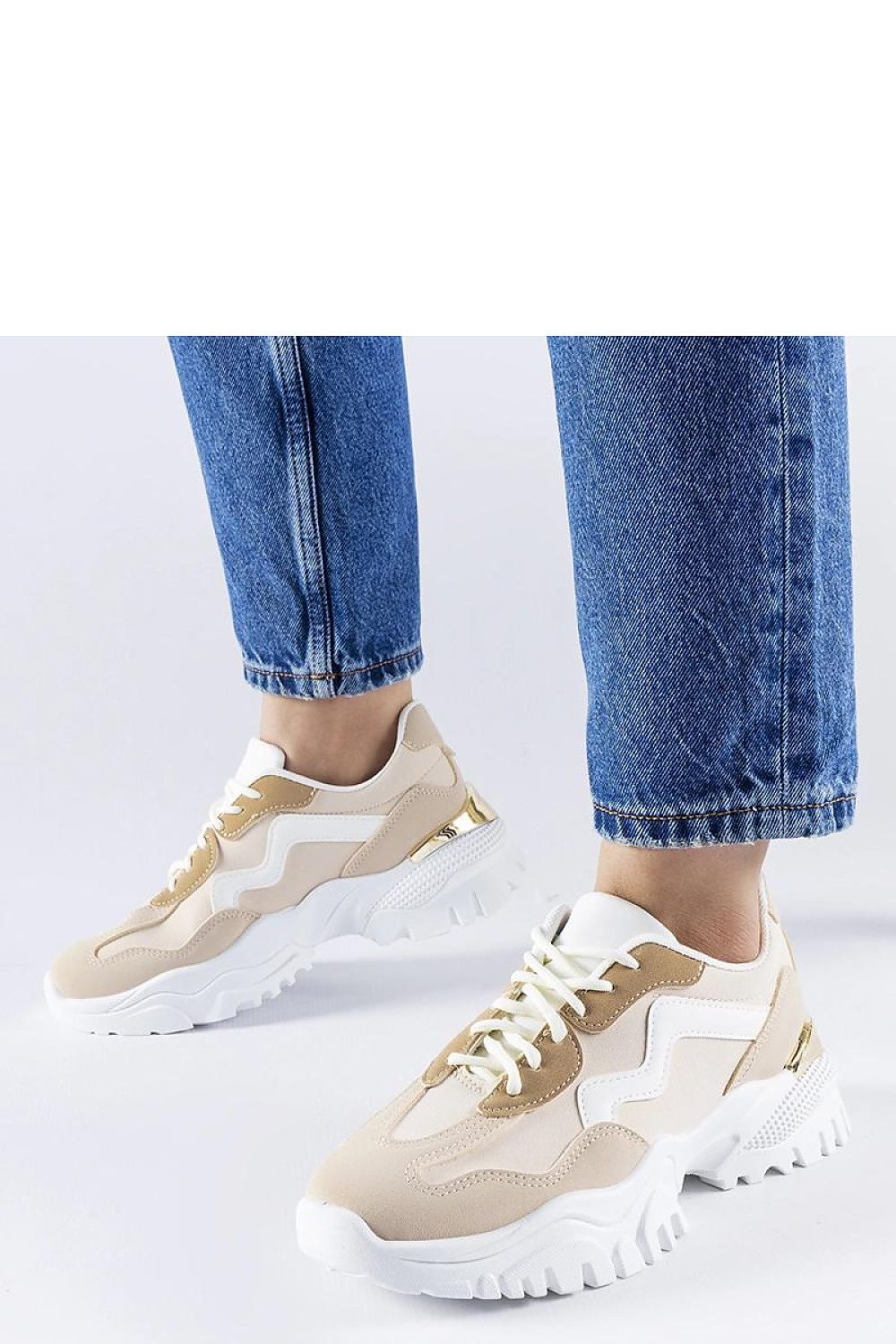   Beżowe sneakersy na masywnej podeszwie Gironic - Solea 