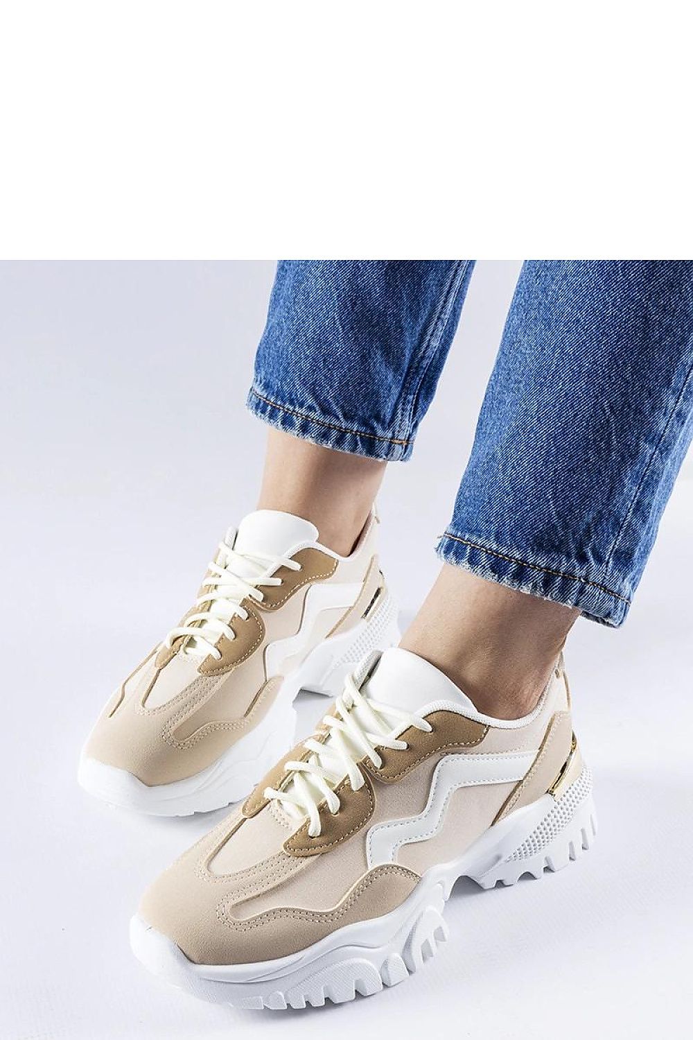   Beżowe sneakersy na masywnej podeszwie Gironic - Solea 