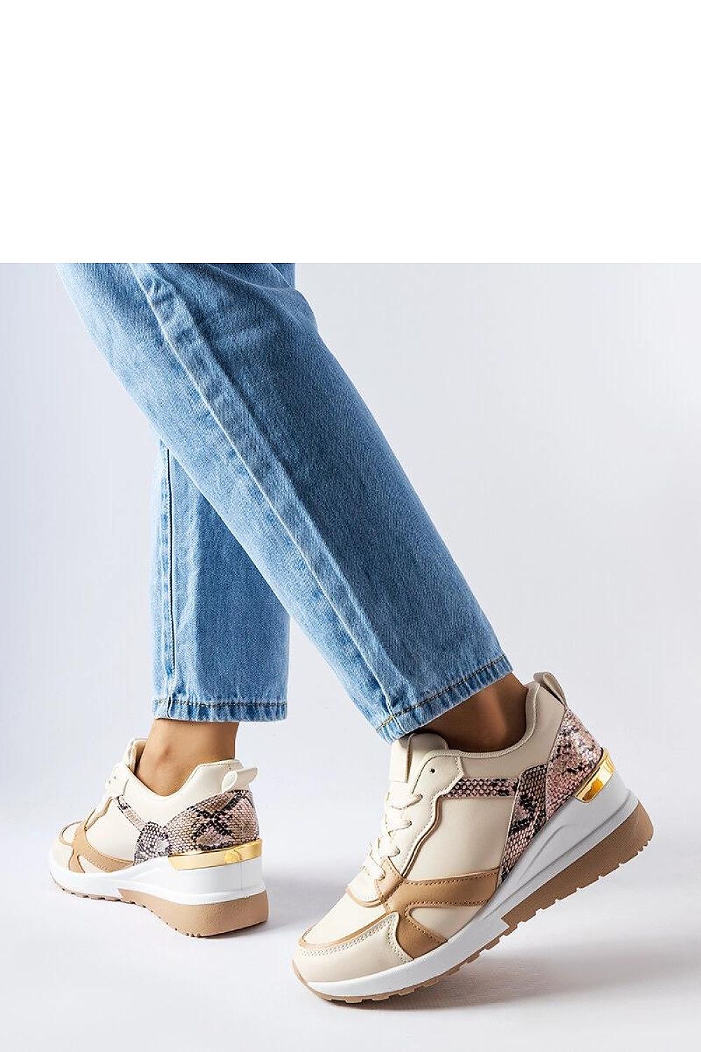   Beżowe sneakersy na koturnie Leopoldo - Solea 