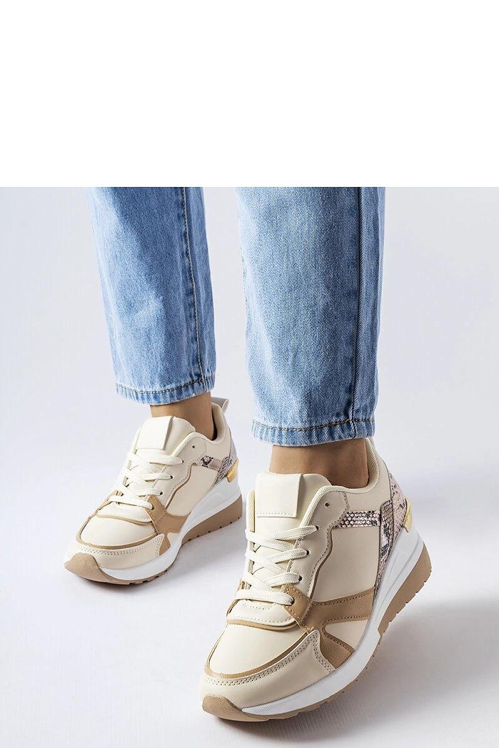   Beżowe sneakersy na koturnie Leopoldo - Solea 