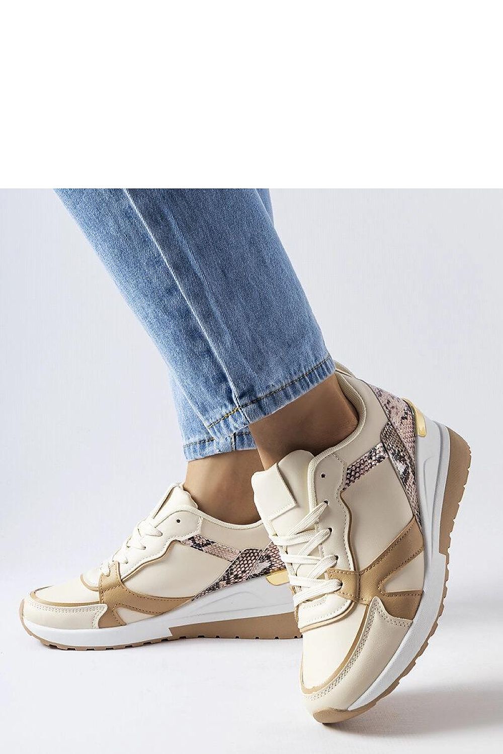   Beżowe sneakersy na koturnie Leopoldo - Solea 