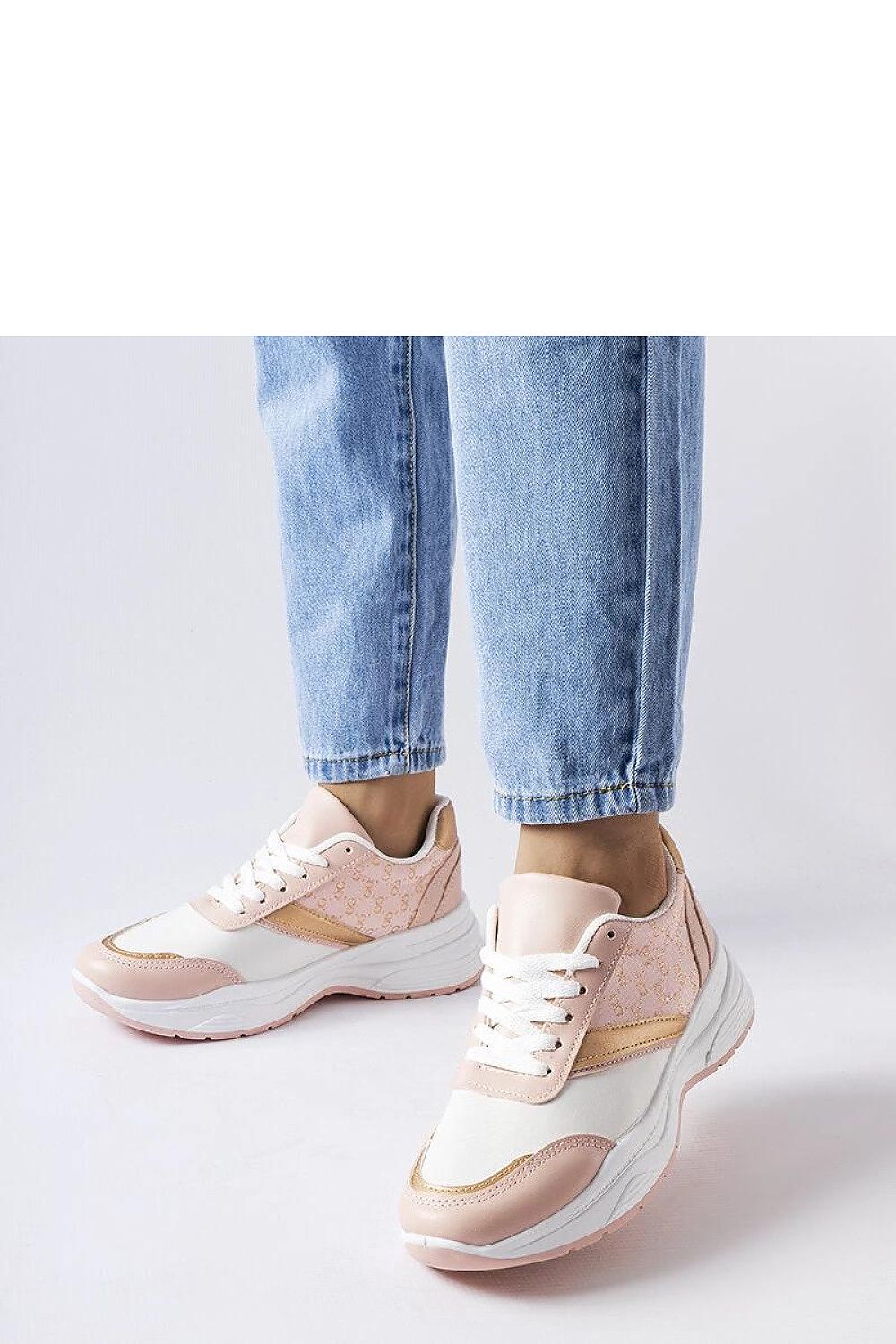   Różowo-białe sneakersy ze złotym akcentem duffy - Solea 