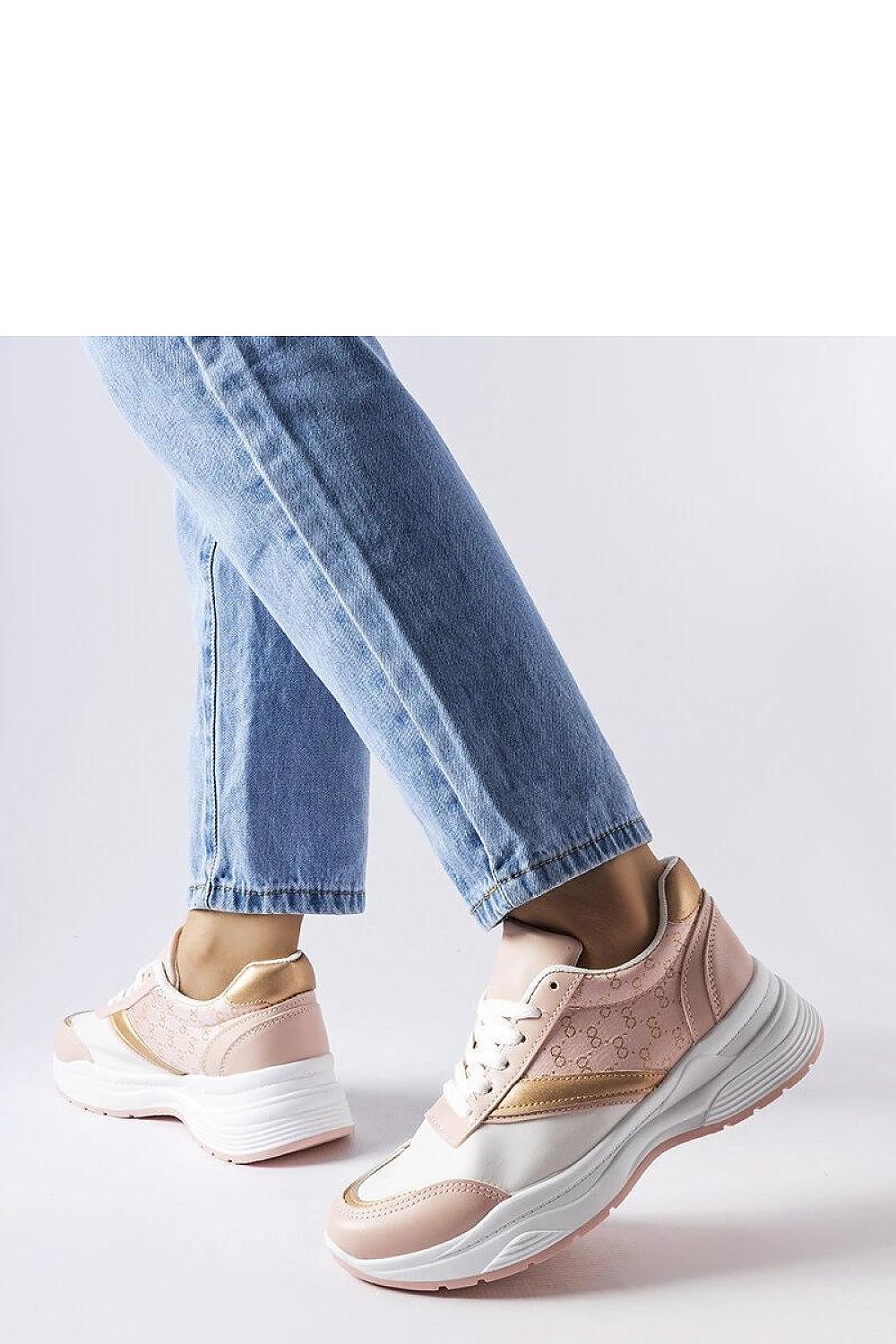   Różowo-białe sneakersy ze złotym akcentem duffy - Solea 
