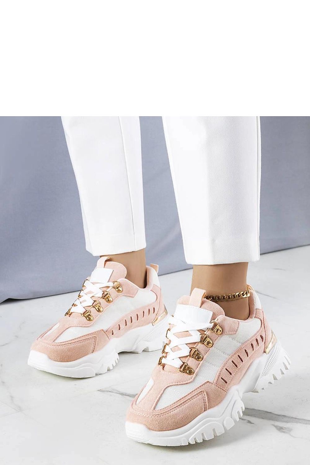   Biało-różowe sneakersy Mindy - Solea 