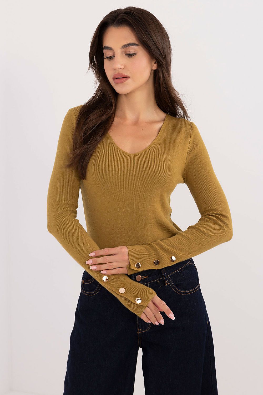   Sweter Damski Model AT-SW-2334.91 Oliwka - AT 